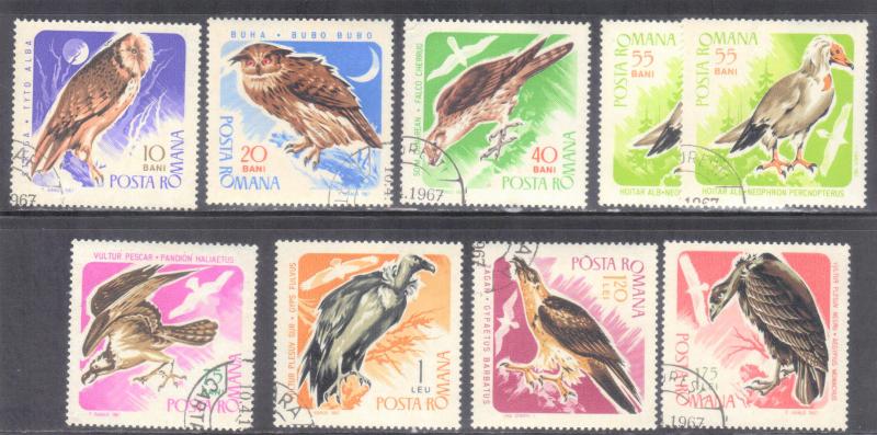 ROMANIA  SCOTT# 1899-1906  1967 CTO  BIRDS   SEE SCAN