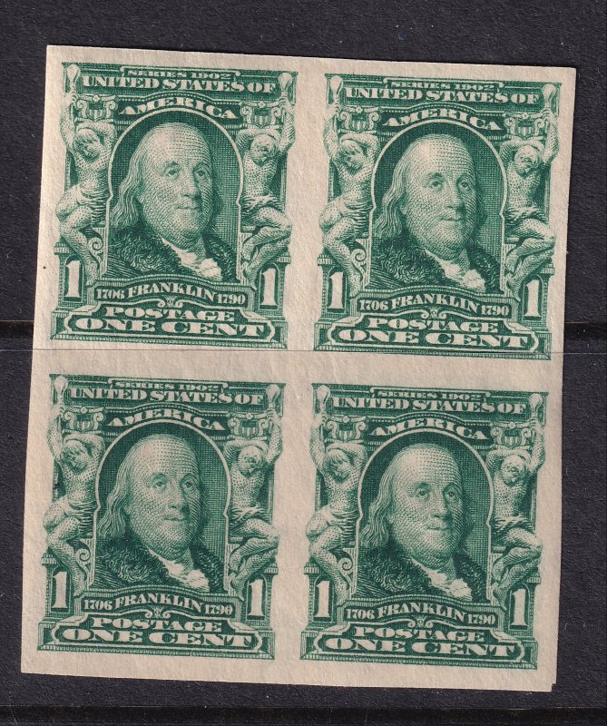 #314 Mint OG, XF, Block of 4 (CV $62.50) (CV $14 - ID35260) - Joseph Luft