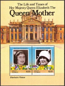 Tuvalu - Funafuti 1985 Queen Mother Elizabeth II Castles S/S MNH