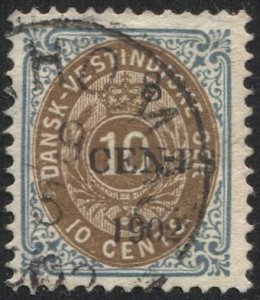 DANISH WEST INDIES 1902 Sc 25 F-VF, used 8c / 10c, St Thomas postmark/cancel