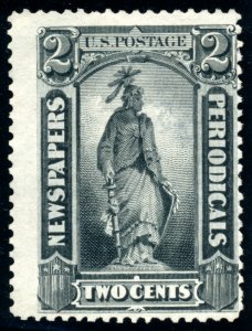 US PR33a 2c 1875 Newspaper stamp horizontally ribbed paper APS cert unused NGAI