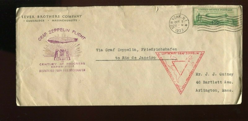 3  FLIGHT FDC's C18  ON GRAF ZEPPELIN CENTURY OF PROGRESS EXPO OCT 2 1933