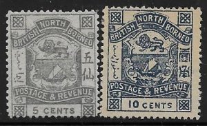 North Borneo 40, 43 -40 mh, 43 mng- 2018 SCV $10.25   #13428