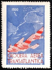 1930 Italy Poster Stamp Trans Atlantic Air Cruise