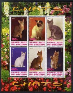 BURUNDI - 2009 - Domestic Cats #2 - Perf 6v Sheet - MNH - Private Issue