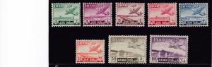 Iraq 1949 First Airmail set Complete (8) in VF/NH Condition