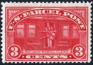 SC#Q3 3¢ Parcel Post: Railway Postal Clerk (1913) MHR