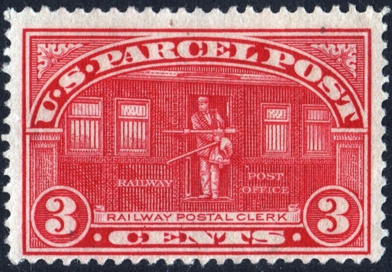 SC#Q3 3¢ Parcel Post: Railway Postal Clerk (1913) MHR