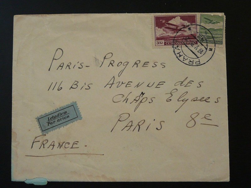 aviation air mail cover Czechoslovakia 1938 ref 98509