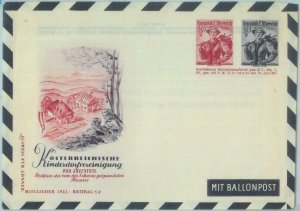 89750 - AUSTRIA - Postal History - BALLOON FLIGHT Stationery  Ballon monté 1951