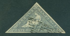 SG 7c Cape of Good Hope 7d slate purple on blued paper. Very fine used...