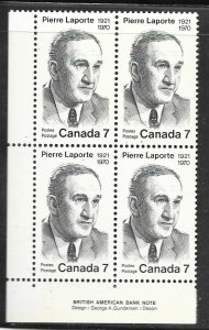 Canada 558: 7c Pierre Laporte, MNH, VF