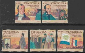 Venezuela #1565-69 F-VF Mint NH ** Independence Conspiracy