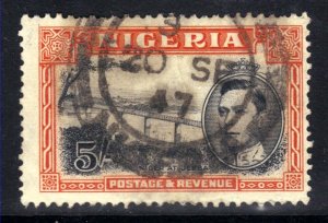 Nigeria 1942 KGV1 5/-d Orange & Black SG 59a ( A677 )
