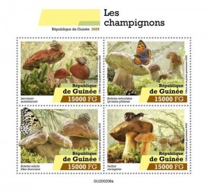 Guinea - 2020 Mushrooms & Butterflies - 4 Stamp Sheet - GU200208a