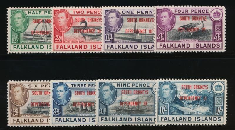 FALKLAND ISLANDS DEP. 4L1-8 MINT LH F-VF KGVI SHIP SHEEP