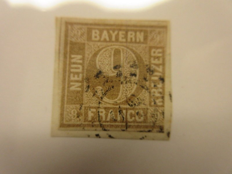 German States BAVARIA Scott 12 ON PIECE USED Lot11 Cat $16