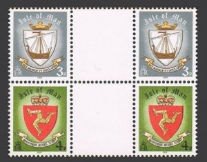 Isle of Man 146-147 gutter block/4,MNH. Viking ship,Manx Arms,1980.