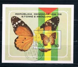 St Thomas and Prince Islands 507 Souvenir Sheet Used Butterflies (S0152)