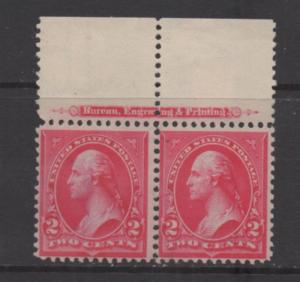 Scott # 279B TYPE 4  UNUSED  MNH  pair HINGED ON TAB