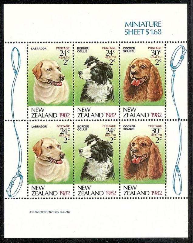 NEW ZEALAND B114a MINT OG 1982 Dogs Sov. Sheet