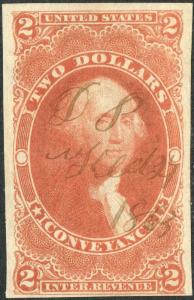 #R81a $2.00 CONVEYANCE, RED VF USED CV $180.00 BP0996