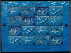 MONTSERRAT SC 998 NH issue of 19  - WWF - SHARKS - MINISHEET