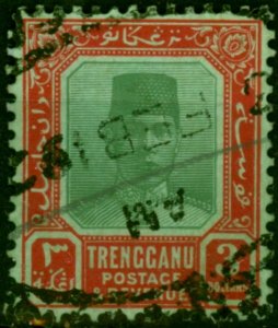 Trengganu 1921 $3 Green & Red-Emerald SG24 Fine Used