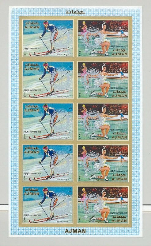 Ajman 1970 Rotary o/p Olympics 6v in 3v Pairs 3v Perf & Imperf M/S of 5 Pairs