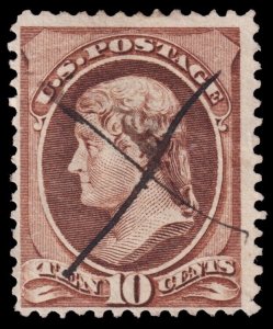 United States Scott 150, Brown, No Grill (1870) Used F, CV 35.00 W