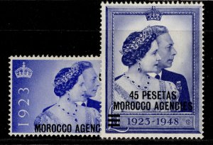 MOROCCO AGENCIES GVI SG176-177, ROYAL SILVER WEDDING set, M MINT. Cat £17.