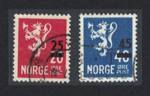 Norway Arms Overprinted 2v Cancelled SG#400/01