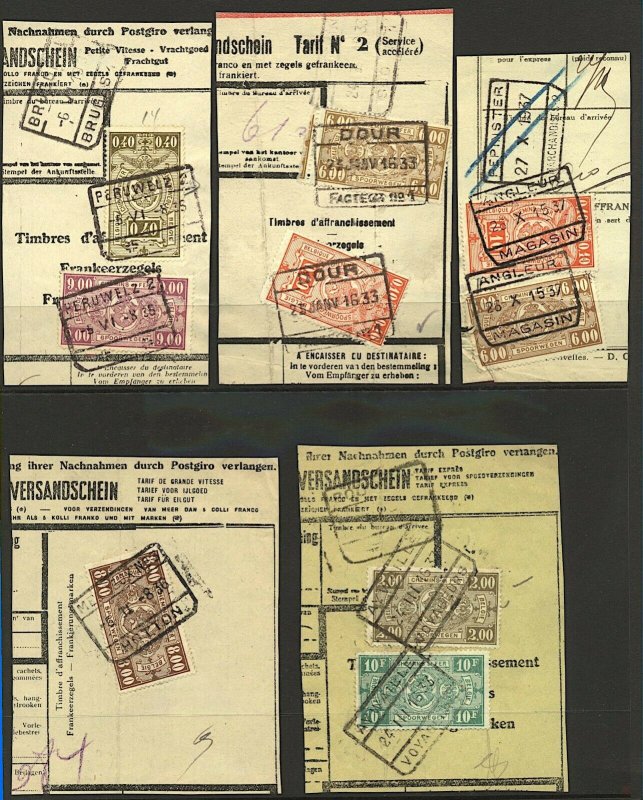 Belgium Railways 1930s issues tied to 10 document pieces with different  VFU