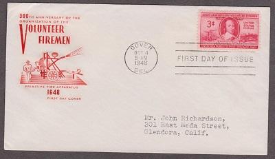 971 Volunteer Firemen House of Farnam FDC with neatly typewritten address