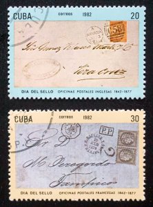 CUBA Sc# 2507-2508  STAMP DAY  Cpl set of 2 1982  used / cancelled