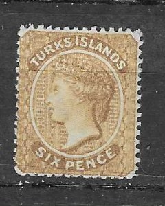 Turks Islands #46  6p Queen Victoria (MNG) CV$5.50