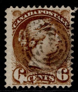 CANADA QV SG86, 6c yellowish brown, USED. Cat £25.