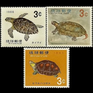 RYUKYU IS. 1965 - Scott# 136-8 Turtles Set of 3 LH