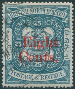 North Borneo 1890 8c on 25c indigo SG52 used