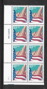 #3277 MNH Plate Block & Copy Block of 8