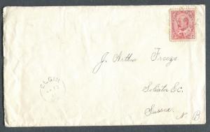 NEW BRUNSWICK TOWN CANCEL COVER ELGIN, SUSSEX