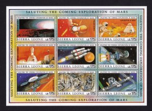 Sierra Leone stamps #1167 - 1171, MNH, XF, Mars Sheets, CV $86.00
