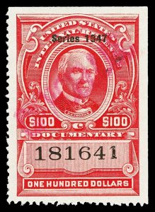 Scott R483 1947 $100.00 Dated Red Documentary Revenue Used XF Cat $15