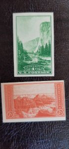 US Scott # 756-757; 1c, 2c Nat.Parks; Imperf, MINT, NGAI, F/VF