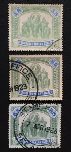 Malaya Federated Malay States FMS 1908 Elephants $5 shades MCCA Used SG#50 M3857