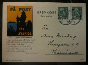 1942 Sweden Field post Stationary Postcard  cover To Härnösand