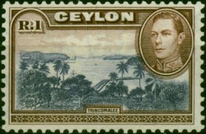 Ceylon 1938 1R Blue-Violet & Chocolate SG395 Fine LMM