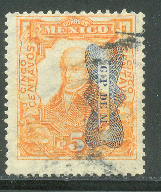 MEXICO 521Var, 5c CORBATA REVOLUTIONARY OVERPRINT INV (READING DOWN). USED (818)