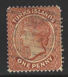 Turks Islands 1881, Scott #40, 1p brown red, used