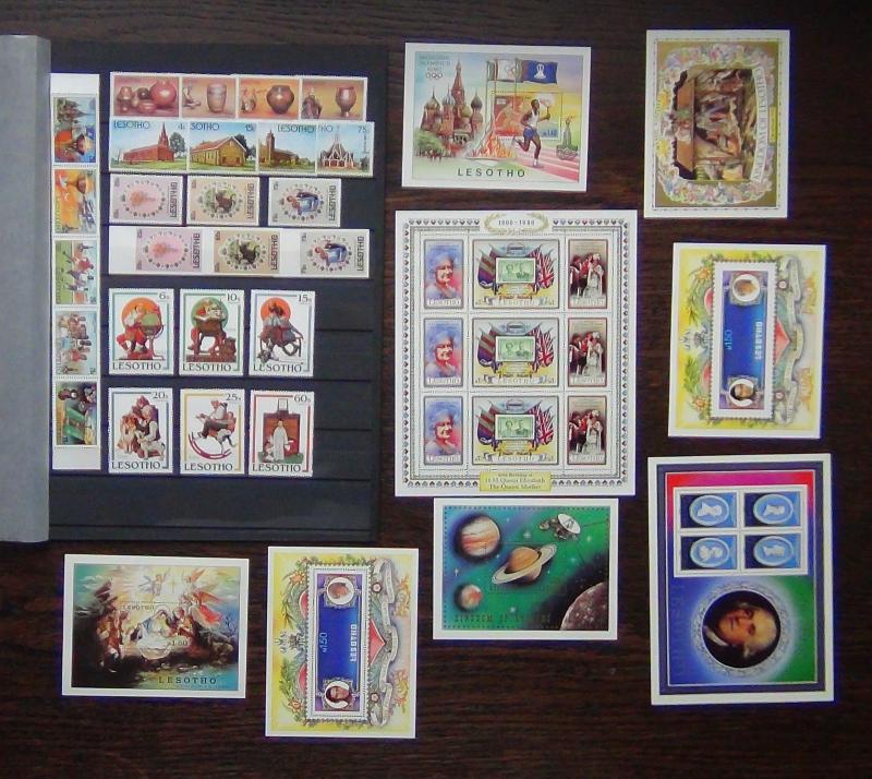 Lesotho 1980 1981 Queen Mother Xmas Space Royal Wedding Xmas sets Mini sheets 